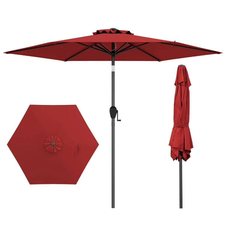 Parasol ogrodowy z korbką i regulacją 230 cm czerwony