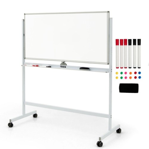 Podwójna tablica magnetyczna z akcesoriami 126 x 59 x 145-165 cm