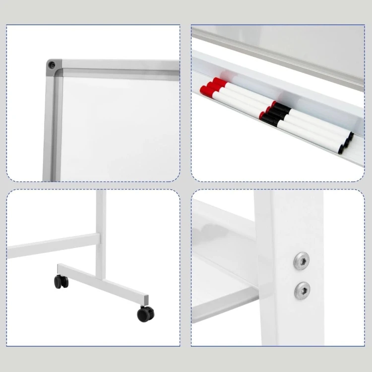 Podwójna tablica magnetyczna z akcesoriami 126 x 59 x 145-165 cm