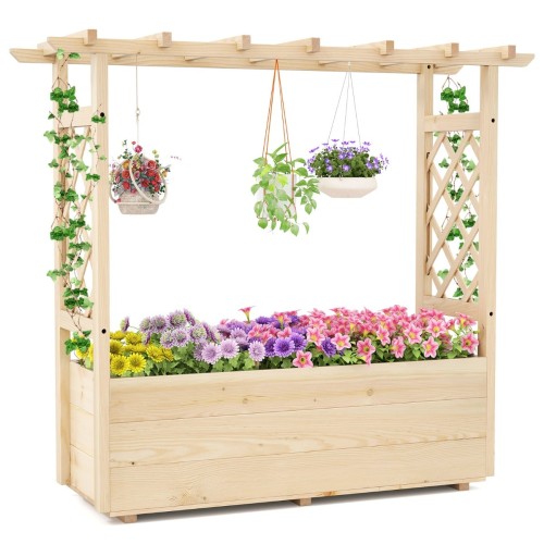 Pergola do sadzenia roślin z kratą i daszkiem dla pnączy