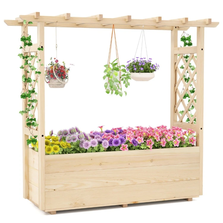 Pergola do sadzenia roślin z kratą i daszkiem dla pnączy