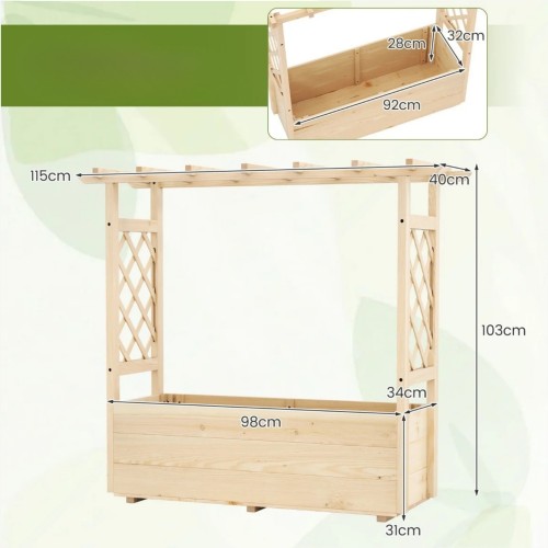Pergola do sadzenia roślin z kratą i daszkiem dla pnączy