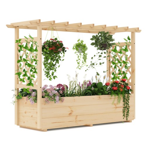 Duża pergola do sadzenia roślin z kratką i daszkiem