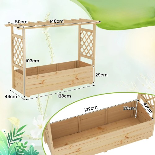 Duża pergola do sadzenia roślin z kratką i daszkiem