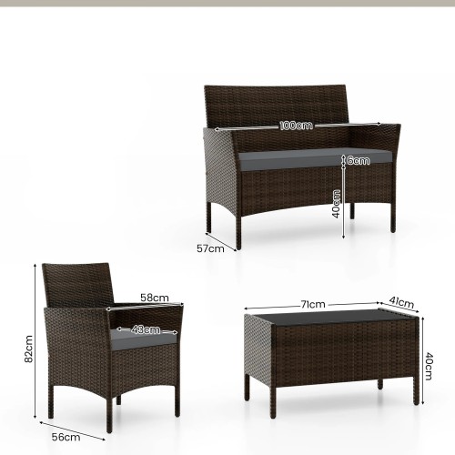 Zestaw mebli ogrodowych - sofa stolik i 2 fotele