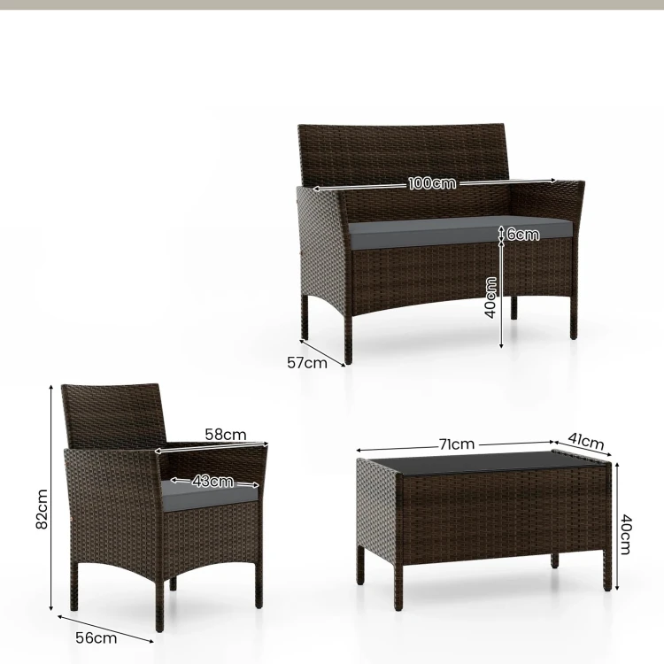 Zestaw mebli ogrodowych - sofa stolik i 2 fotele