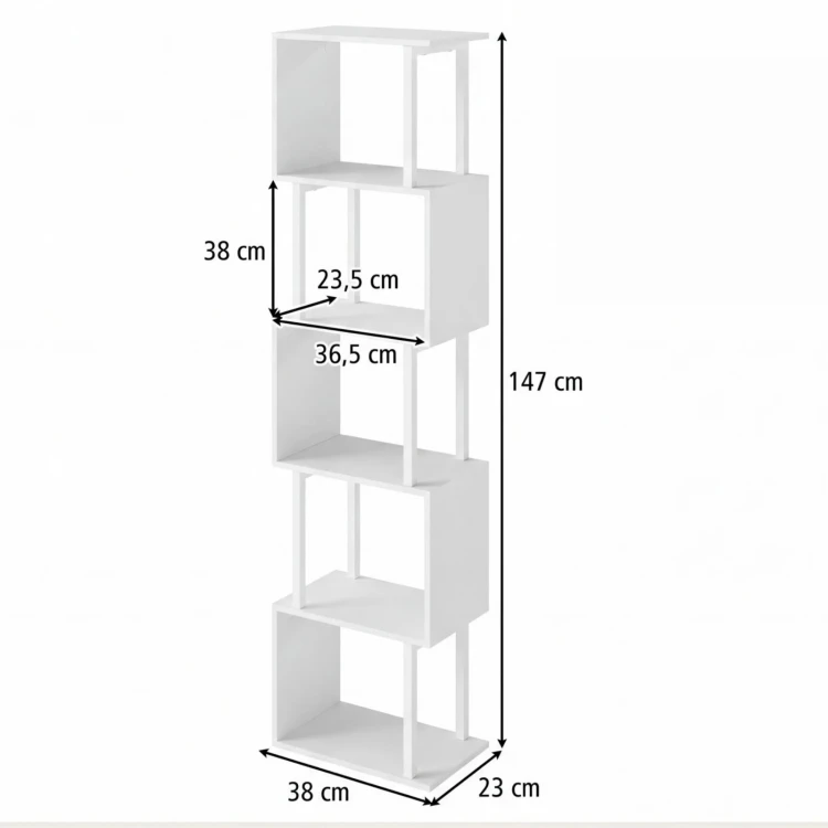 Geometryczny 6-poziomowy regał na książki