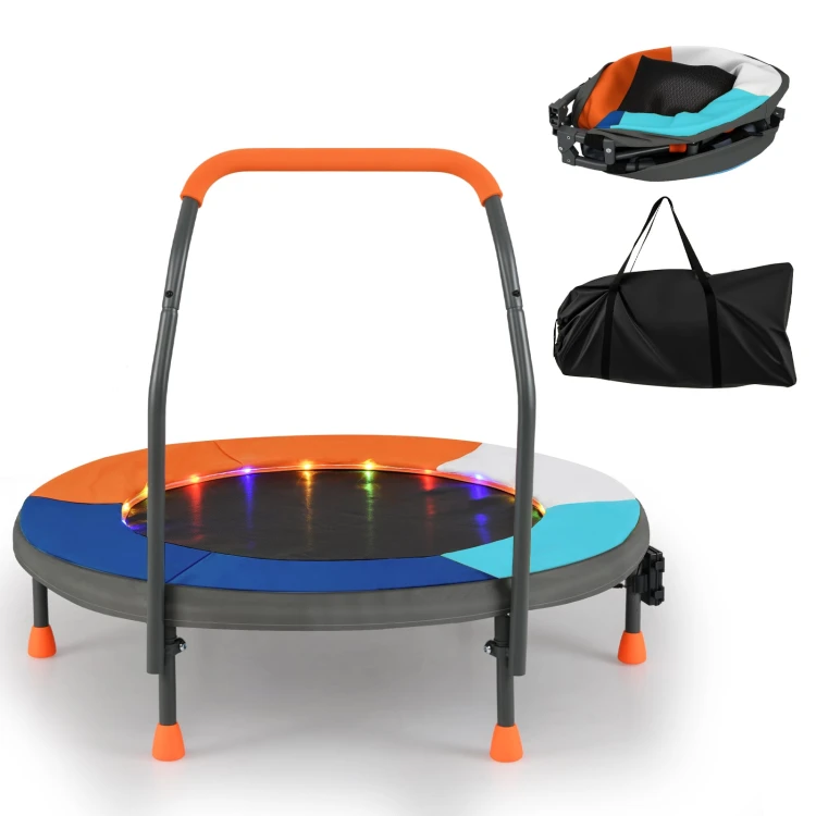 Mini trampolina dziecięca z uchwytem i lampkami