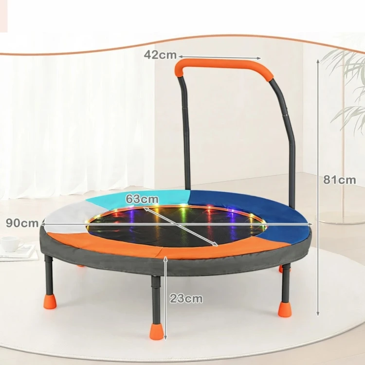 Mini trampolina dziecięca z uchwytem i lampkami