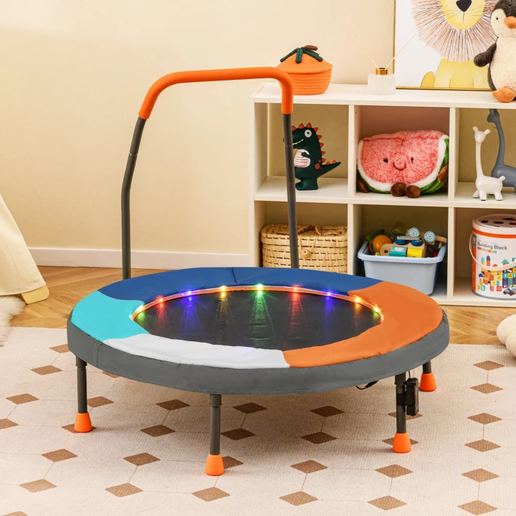 Mini trampolina dziecięca z uchwytem i lampkami