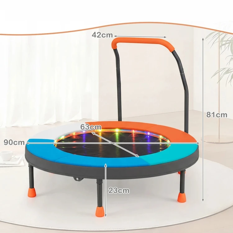 Mini trampolina dziecięca z uchwytem i lampkami