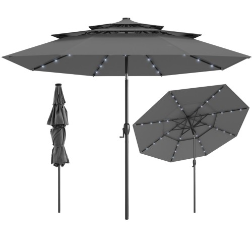 Parasol ogrodowy z korbką i oświetleniem LED
