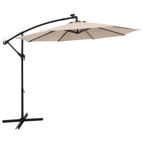 Parasol ogrodowy z oświetleniem LED bezowy