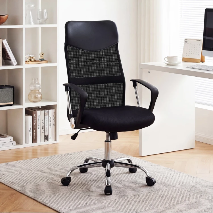 Ergonomiczne krzesło biurowe z podłokietnikami czarne