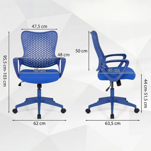 Ergonomiczne krzesło biurowe z oparciem z siatki niebieskie