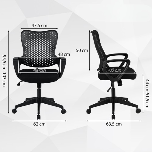 Ergonomiczne krzesło biurowe z oparciem z siatki czarne