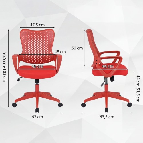 Ergonomiczne krzesło biurowe z oparciem z siatki czerwone