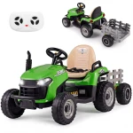 Traktor elektryczny z przyczepą dla dzieci zielony