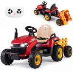 Traktor elektryczny z przyczepą dla dzieci czerwony