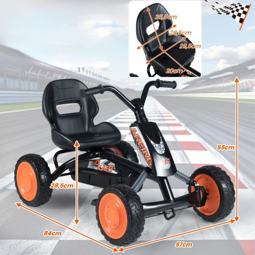 Gokart dziecięcy na pedały z regulowanym siedziskiem czarny