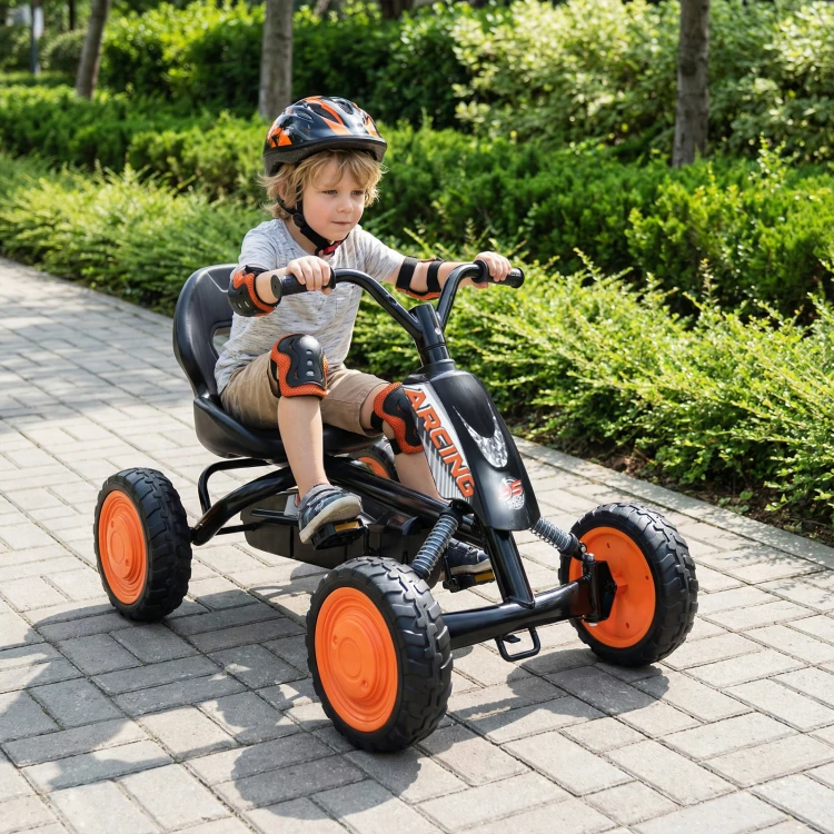 Gokart dziecięcy na pedały z regulowanym siedziskiem czarny
