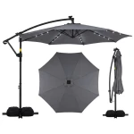 Parasol ogrodowy z wysięgnikiem i oświetleniem LED szary