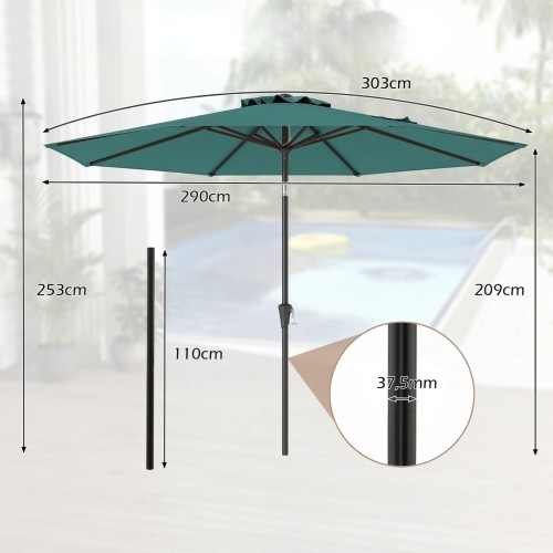 Parasol ogrodowy z korbką 209 cm