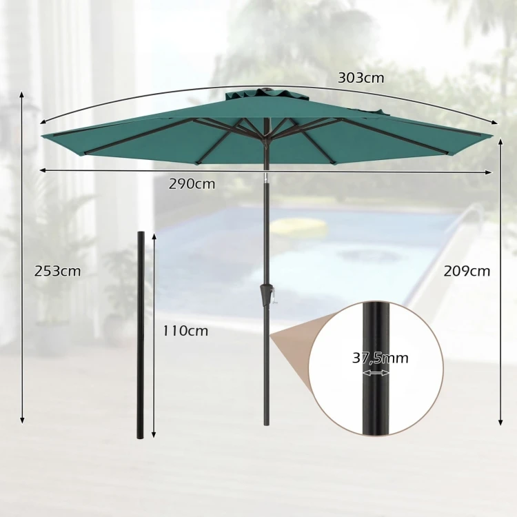 Parasol ogrodowy z korbką 209 cm