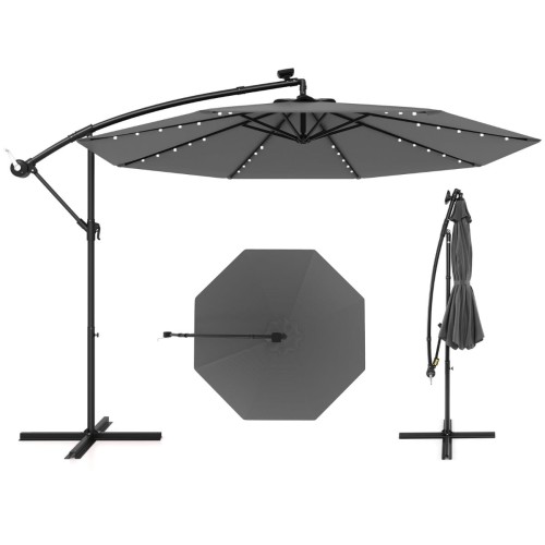 Parasol ogrodowy z oświetleniem LED szary
