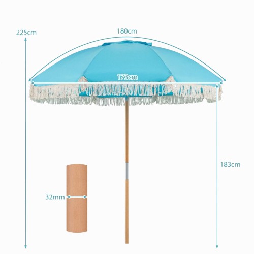 Parasol ogrodowy z frędzlami niebieski