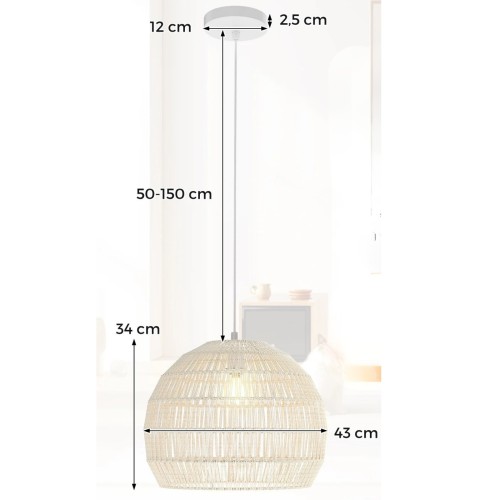 Lampa sufitowa boho z regulowaną wysokością zawieszenia