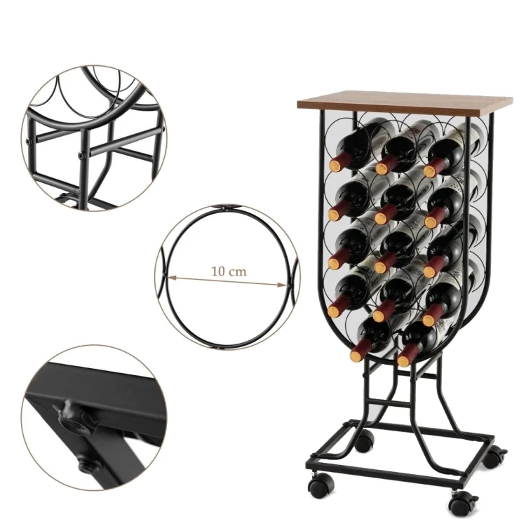 Stojak na wino z odłączanymi kółkami