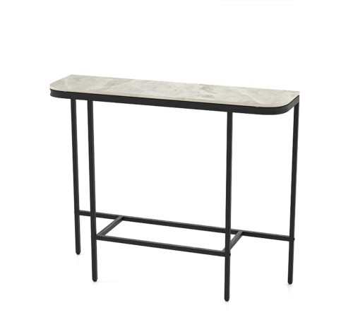 Stolik konsola z blatem z imitacją marmuru 110 x 30 x 91 cm szary blat