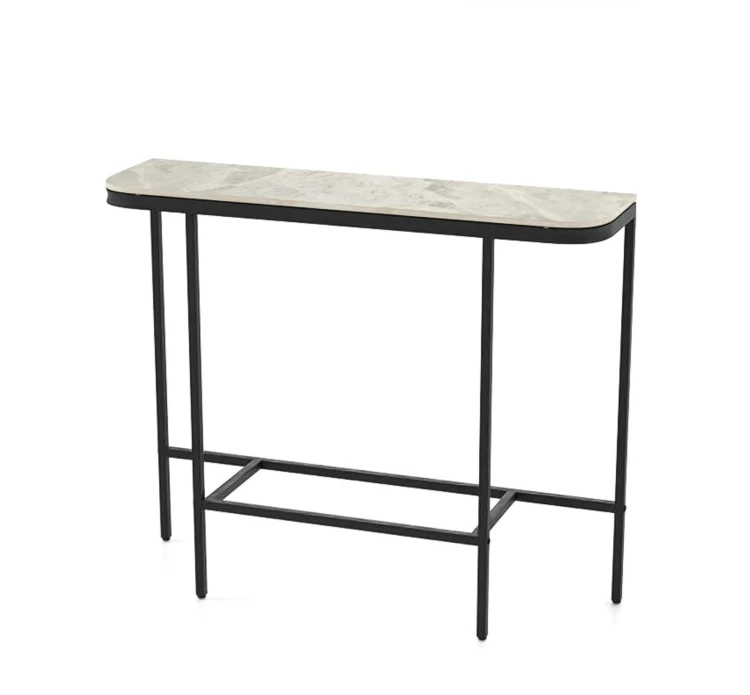 Stolik konsola z blatem z imitacją marmuru 110 x 30 x 91 cm szary blat