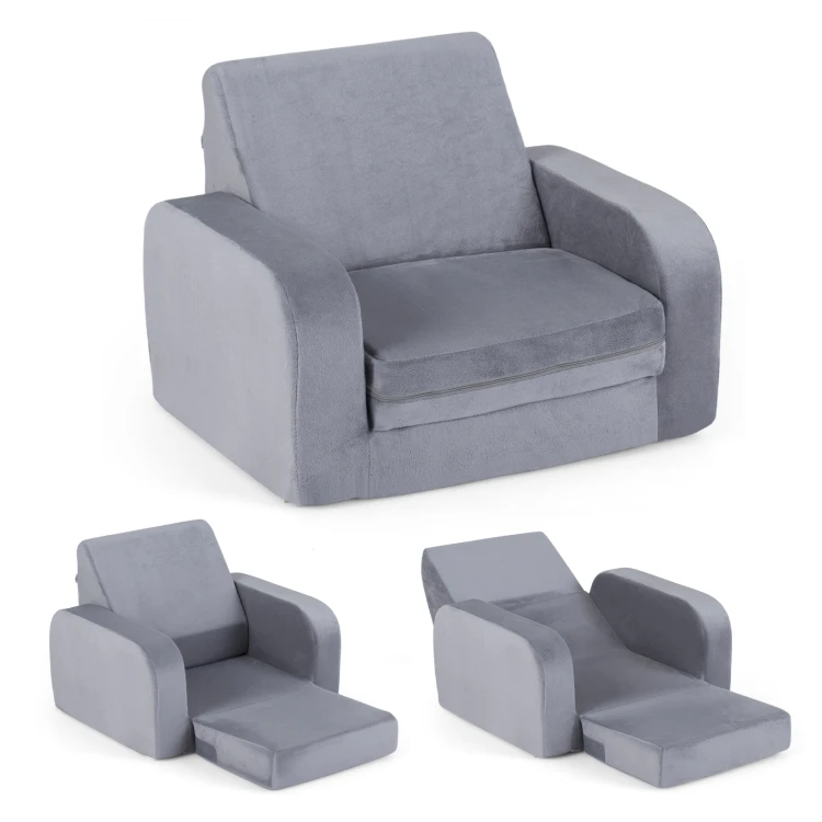 Rozkładana sofa dziecięca szara