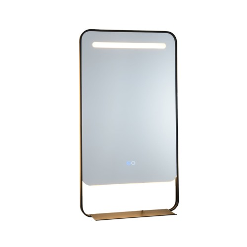 Lustro łazienkowe z półką i oświetleniem LED 80 x 60 cm