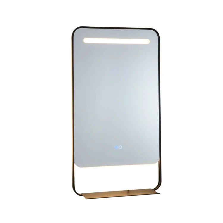 Lustro łazienkowe z półką i oświetleniem LED 80 x 60 cm