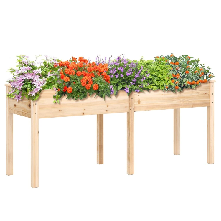 Drewniana donica z przegrodą 185 x 58 x 77 cm naturalna