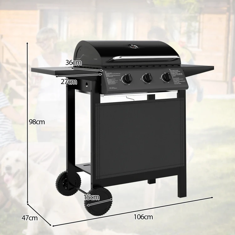 Zewnętrzny przenośny grill gazowy z pokrywą