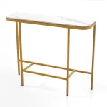 Stolik konsola z blatem z imitacją marmuru 110 x 30 x 91 cm biały blat
