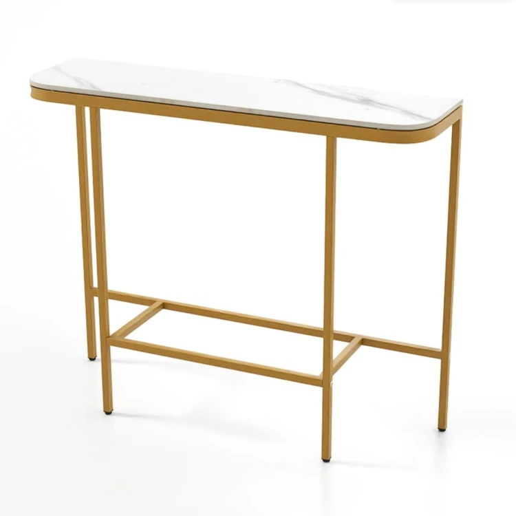 Stolik konsola z blatem z imitacją marmuru 110 x 30 x 91 cm biały blat