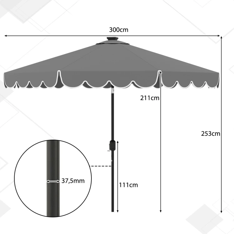 Parasol ogrodowy z oświetleniem LED na korbke