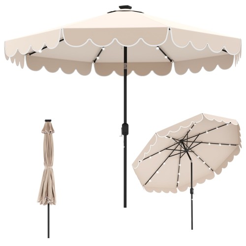 Parasol ogrodowy z oświetleniem LED na korbke