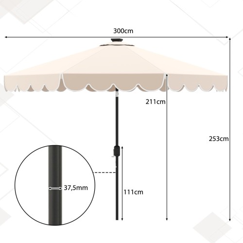 Parasol ogrodowy z oświetleniem LED na korbke