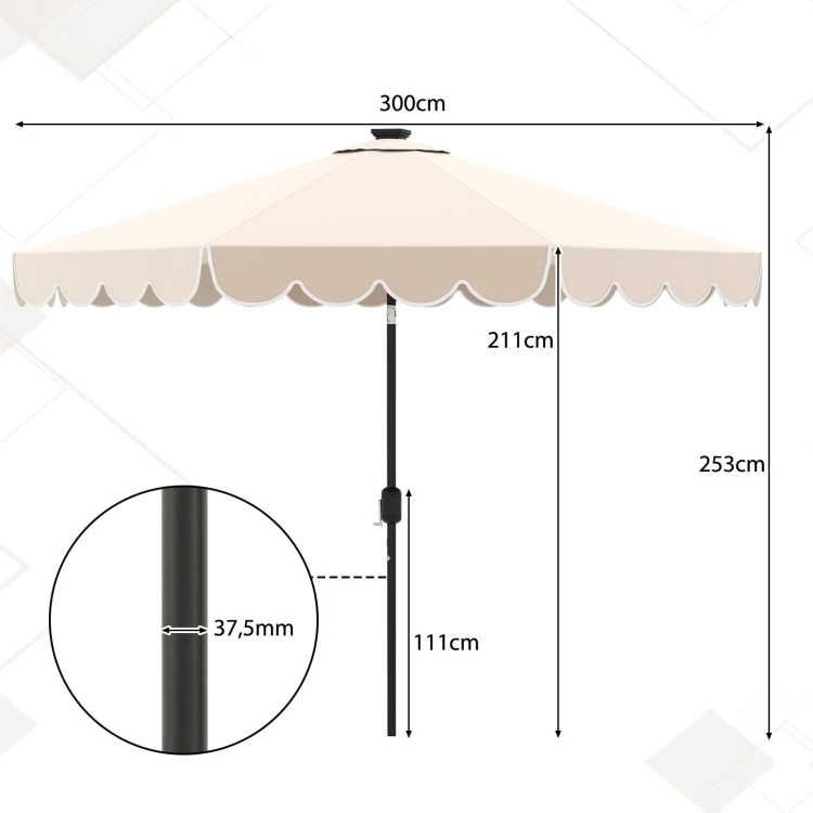 Parasol ogrodowy z oświetleniem LED na korbke