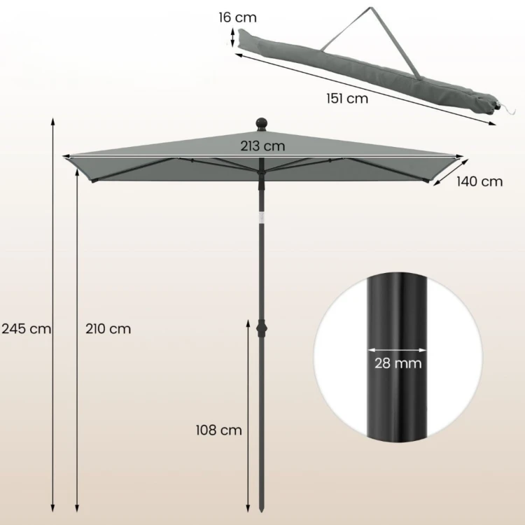 Parasol ogrodowy z regulacją kąta nachylenia
