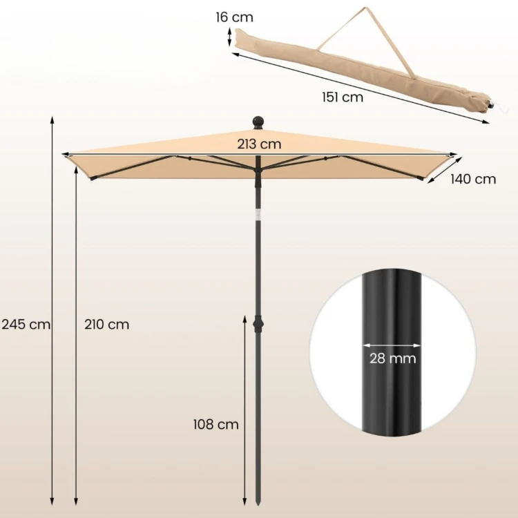 Parasol ogrodowy z regulacją kąta nachylenia