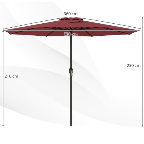 Parasol tarasowy 350 cm z korbką