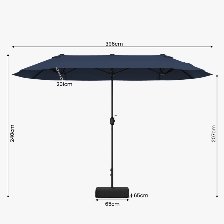 Potrójny parasol ze stojakiem i korbką