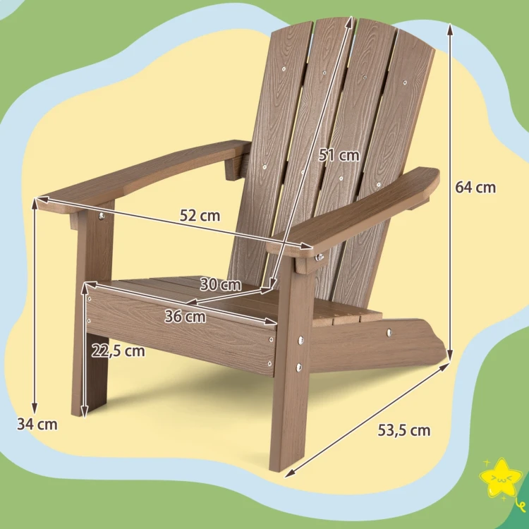 Dziecięce krzesło ogrodowe Adirondack brązowe